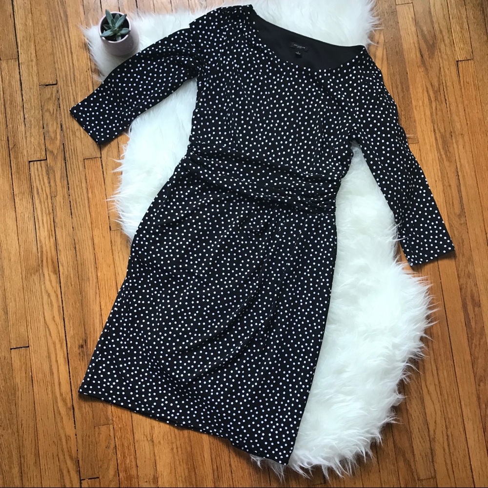 Ann Taylor Black/White Polka Dot Sheath Dress SZ 2